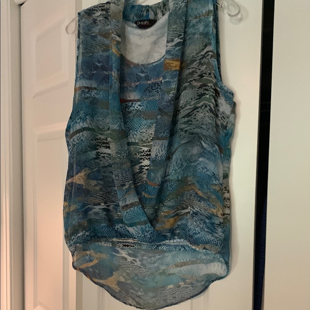 Blue Patterned Women's Top